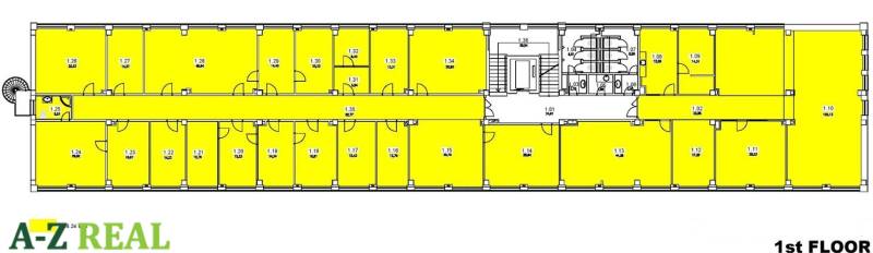 Floor plan of offices on Drieňová Street in Bratislava - Ružinov, divided into rooms.
