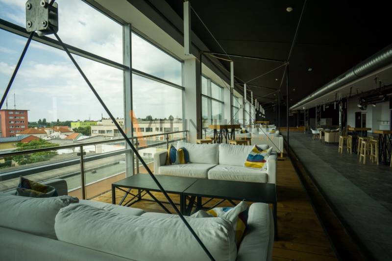 Spacious gastro spaces with comfortable seating and wooden decor flooring.