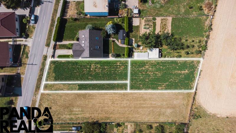 Aerial view of building plots for sale in the village of Práznovce.
