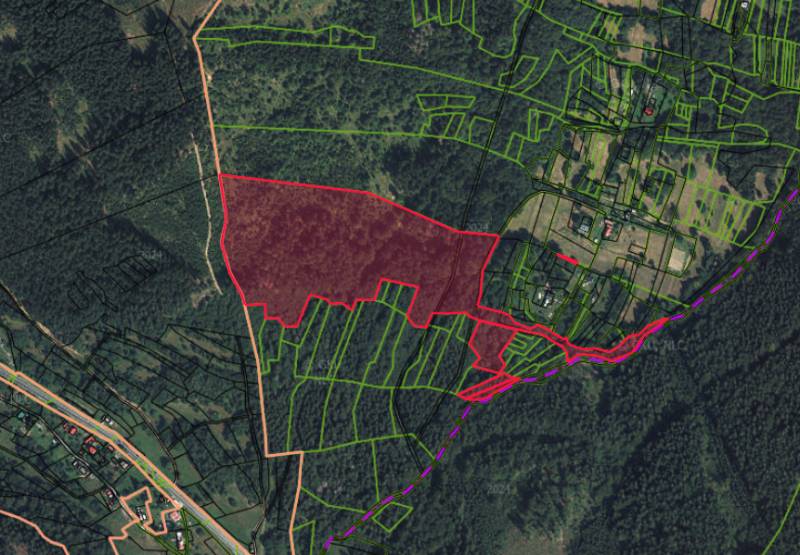 Aerial view of agricultural and forest land near Vysoká nad Kysucou.