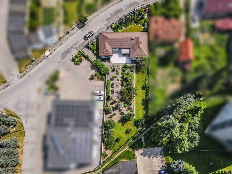 Aerial view of a family house on Janka Matúšku Street in Bánovce nad Bebravou.