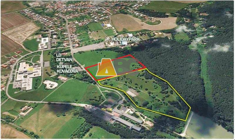 Aerial view of residential plots in Kováčová surrounded by nature.