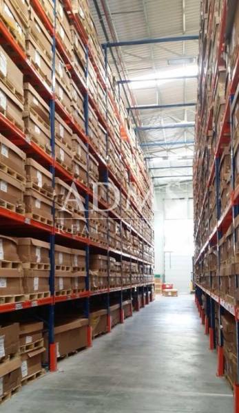 In warehouses and halls with high racks, goods are stored on pallets.