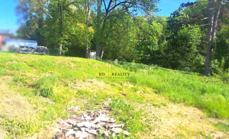 A plot in Hokovce with a grassy area, surrounded by trees and natural surroundings.