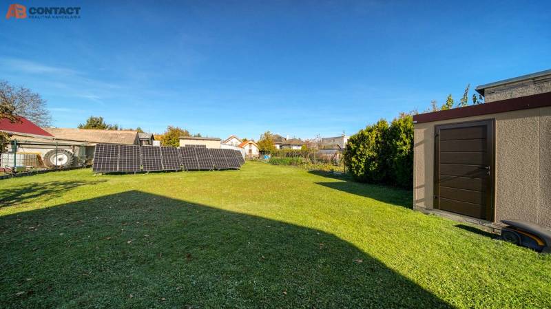 Family house on Južná Street in Veľké Orvište with a lawn and solar panels.