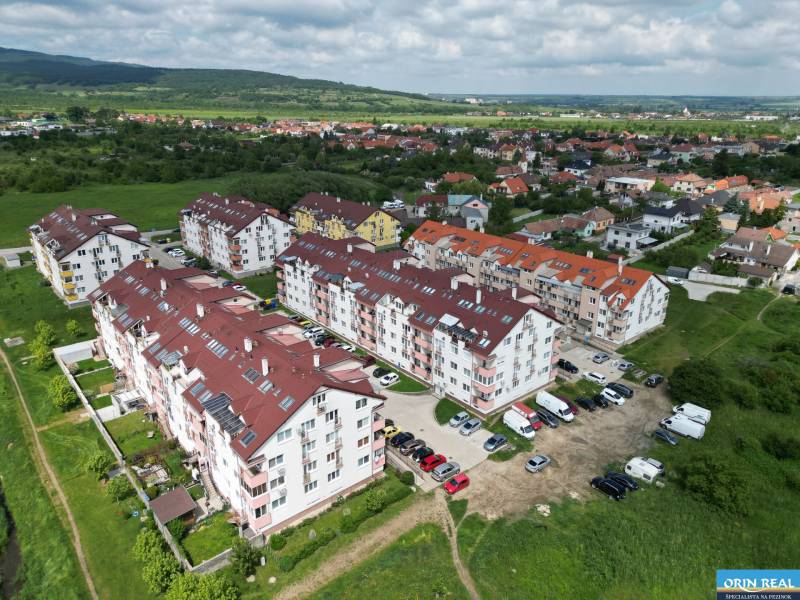Aerial view of apartment buildings on Dona Sandtner Street in Pezinok.
