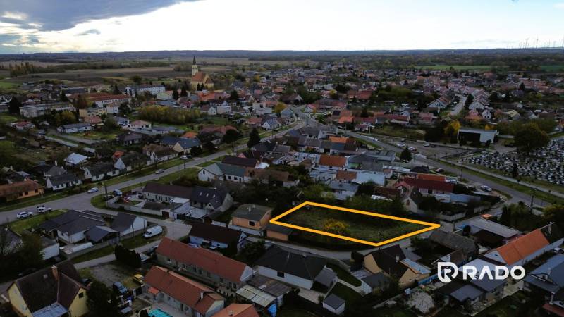 A view of the village Gajary with a marked plot for living in a peaceful area.
