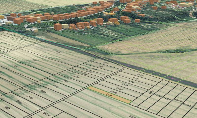 Aerial view of agricultural and forest lands in Nová Ves nad Váhom.