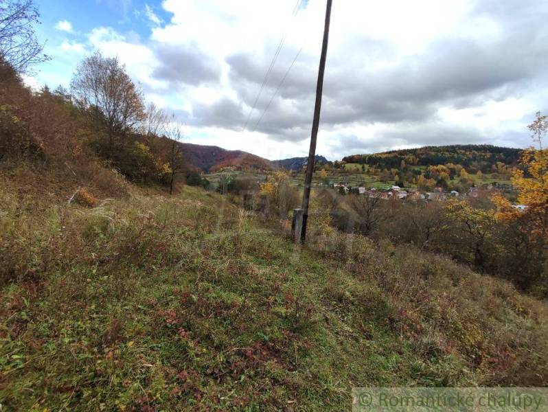 Nature in Hlboké nad Váhom, Gardens in the autumn season, with a view of the hills and the village.