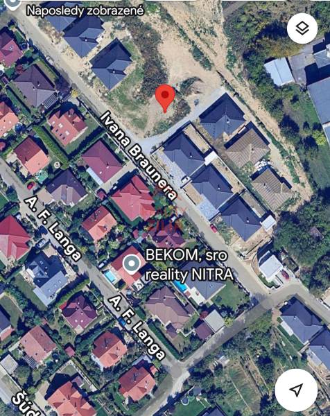 Aerial view of family houses in Nitra on Ivana Braunera Street.