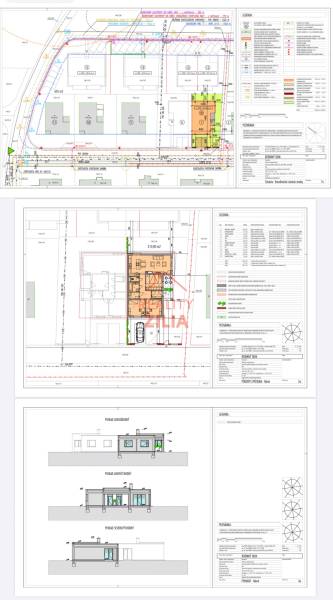 Project documentation for a family house on Ivana Braunera Street in Nitra, including floor plan and sections.