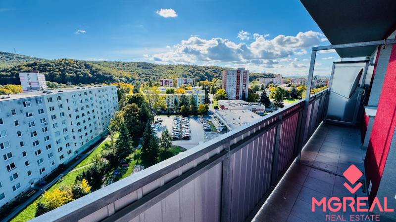 The view from the balcony in a one-room apartment on Nádražná Street in Partizánske.