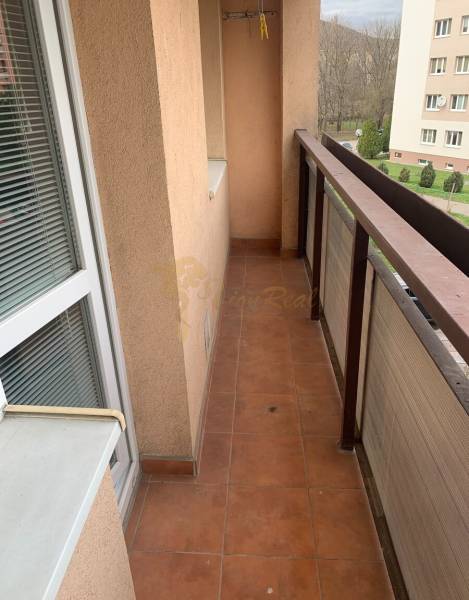 Balcony on Tylova Street, Bratislava - Nové Mesto at a 2-room apartment with ceramic tiles.