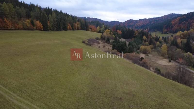 A landscape with a meadow and forests in the Recreational Grounds, Čertov, Lazy pod Makytou, in autumn colors.