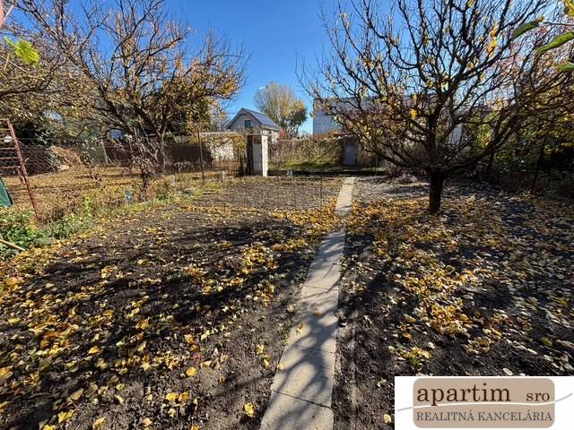 Gardens at Stredná in Bratislava - Ružinov with a path and fallen leaves.