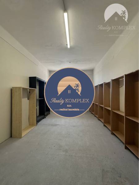 Storage room with shelves in commercial premises.