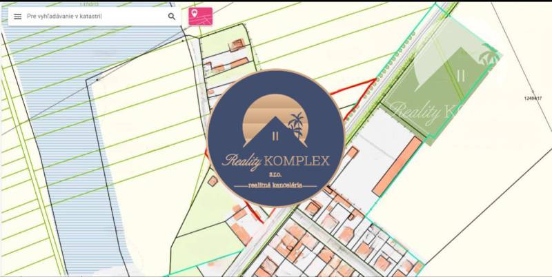 The cadastral map in Komárno marks the plots - housing.