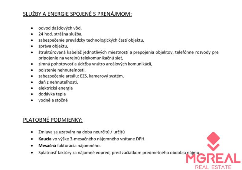 The rental offer includes services such as rainwater drainage, security service, safeguarding, and utilities.