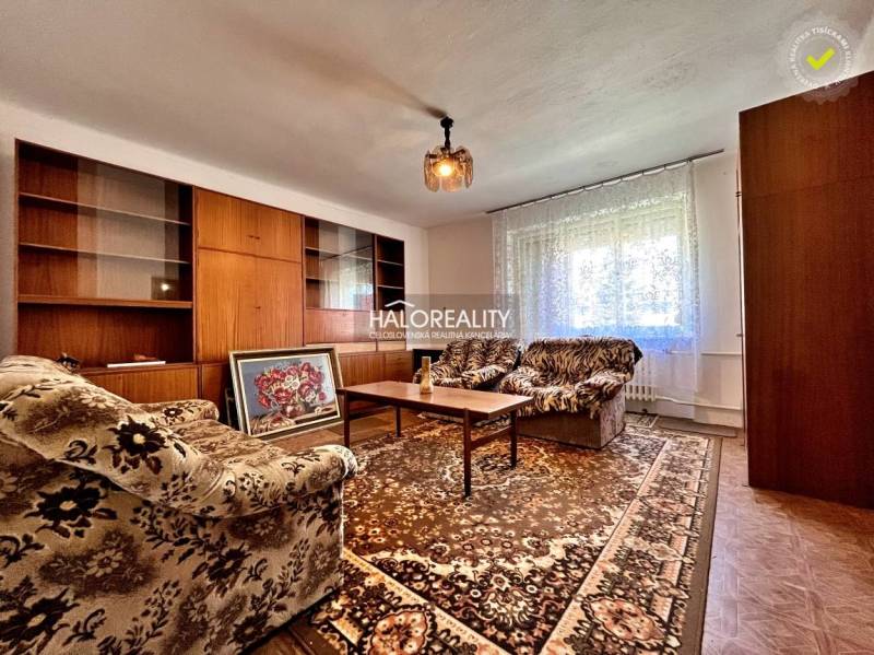 Living room in a family house with a sofa, carpet, wooden decor flooring, bookshelf.
