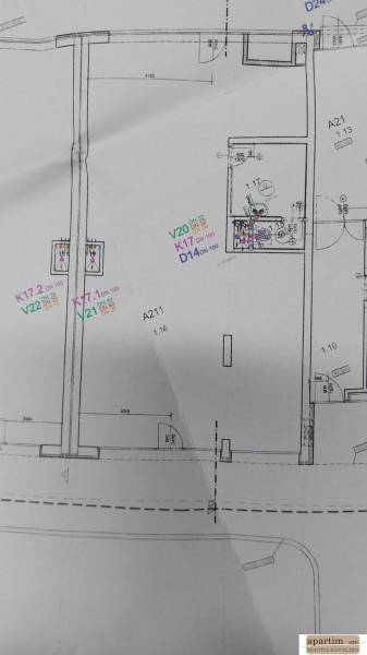 Floor plan of commercial premises with details of technical installation.