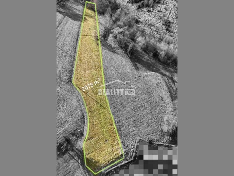 Land designated for housing in Turzovka with an area of 2078 m², bordered by lines.