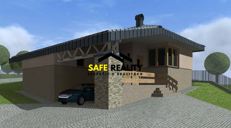 A single-story house with a garage and stone elements in the front garden in Dlhé Pole. Plots - residential.