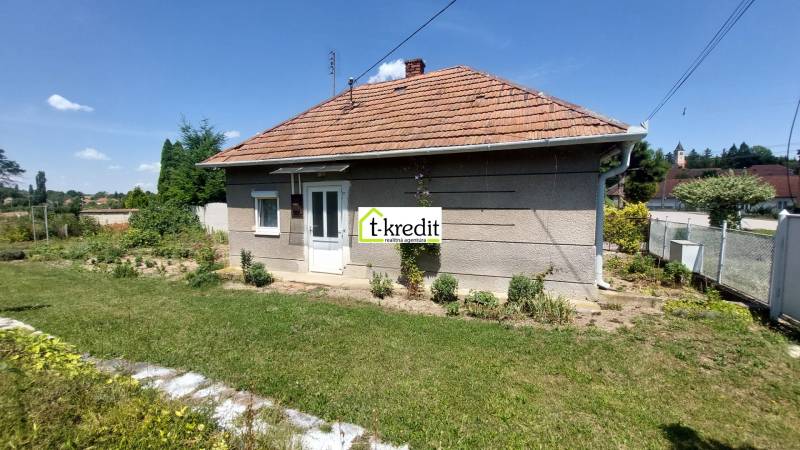 A family house in Nevidzany with a garden, lawn, and fence, under a blue sky.