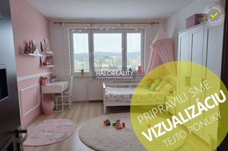A children's room with pink walls and a wooden decor floor in a 3-room apartment.