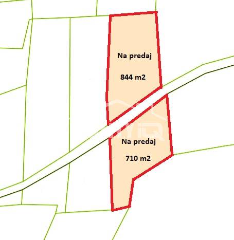 Map of two plots for sale in the Agricultural and Forest Land area, Horná Súča.
