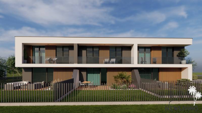 A family house on Drieňová Street in Nitra with terraces and glass railings.