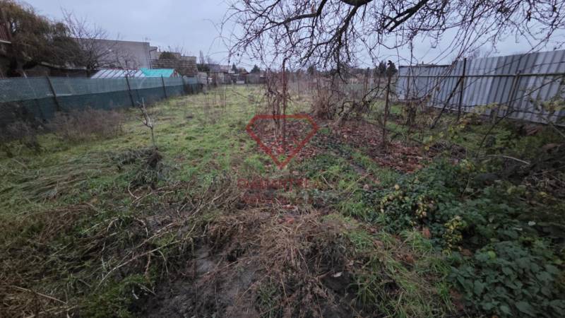 Garden in a family house on Hlavná Street in Veľká Mača, with fencing and nature.