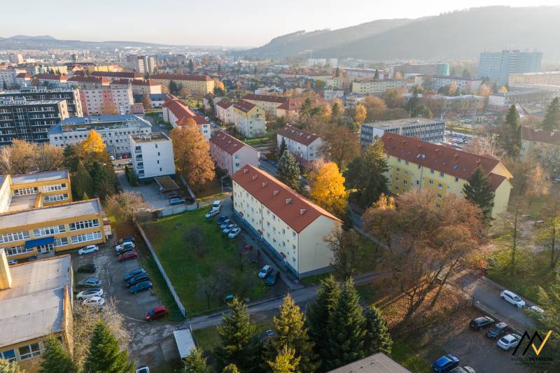 Aerial view of apartment buildings on Tarasa Shevchenka Street in Prešov.
