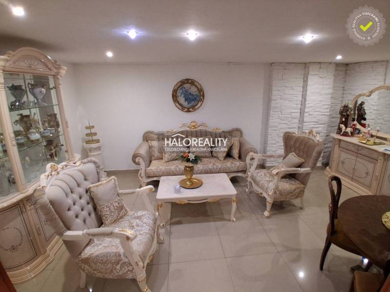 Luxurious living room of a family house with rich decor and elegant furniture.