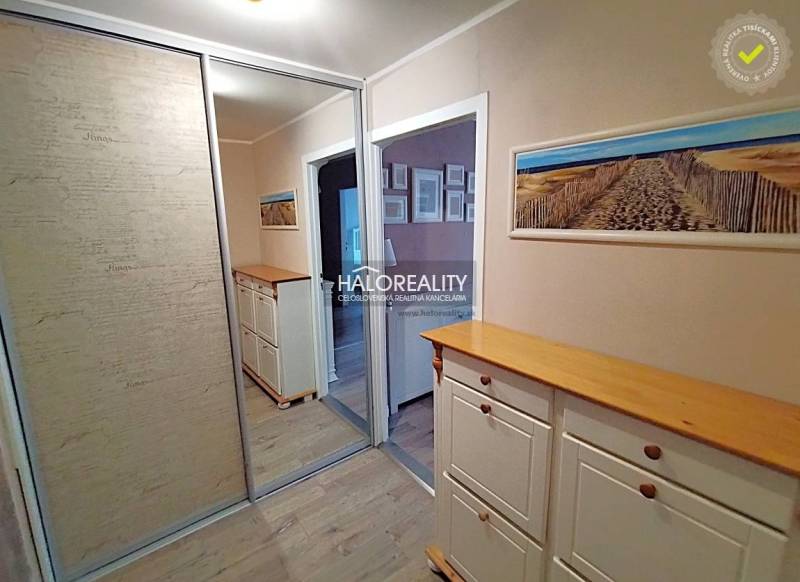 A hallway with storage space, a wooden decor floor, and a decorative painting in a 2-room apartment.