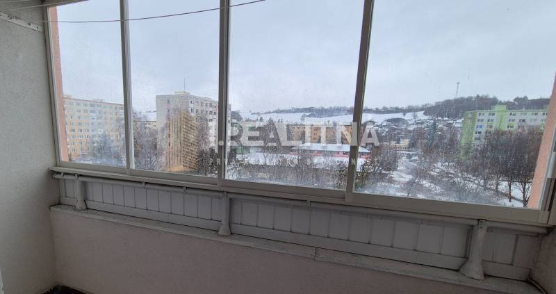 Winter terrace with a view of the housing estate from a 2-room apartment on Andreja Hlinku Street in Detva.
