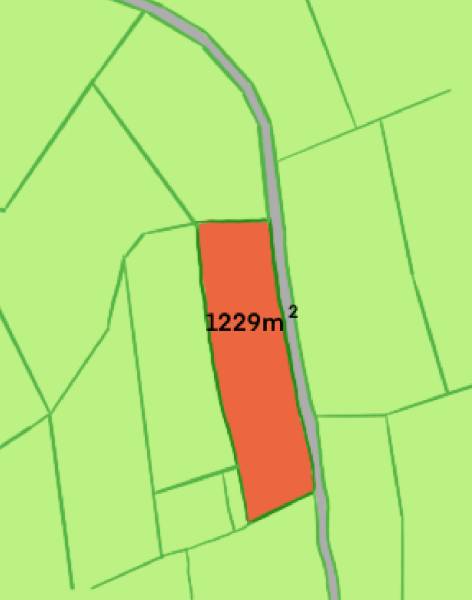 Map of recreational land in Oščadnica, Oščadnica, with a marked plot of 1229 m².
