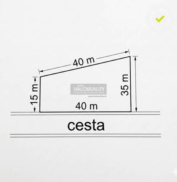 Plot of land for residential use in Rudník with dimensions 40x15x35 meters near the road.