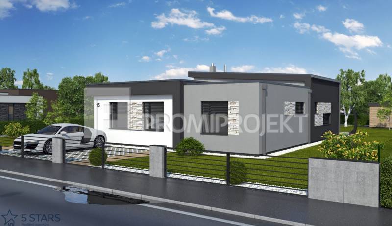 Modern family house with a flat roof on Štvrtok Street in Štvrtok.