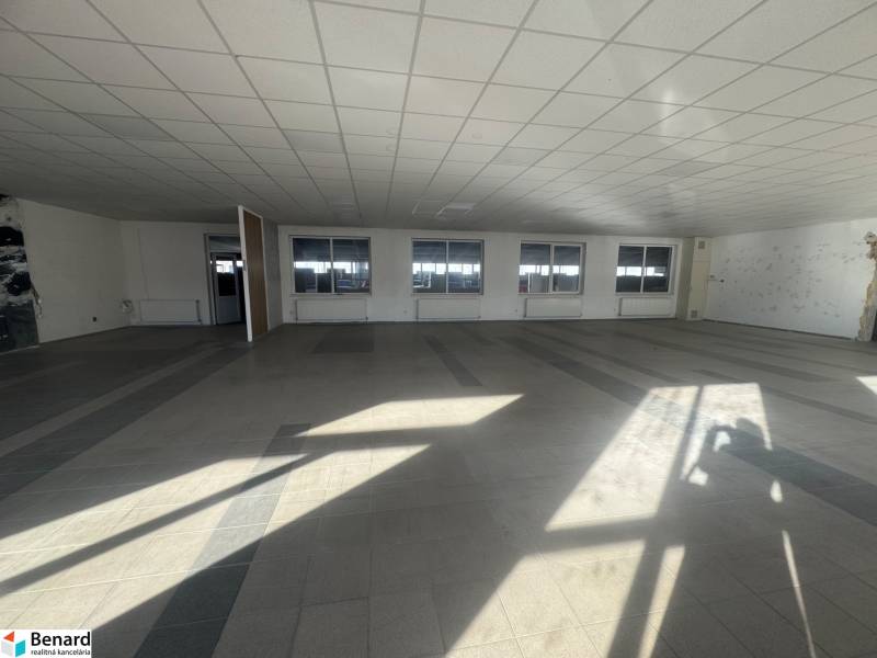 Spacious commercial spaces with light and windows, floor with wooden decor, white walls.