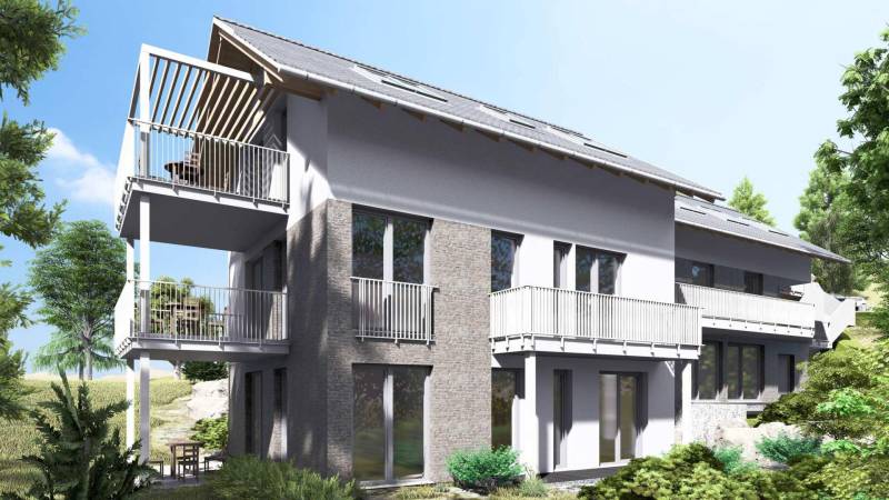 A recreational apartment in Starý Smokovec with large windows, a balcony, and skylights surrounded by nature.