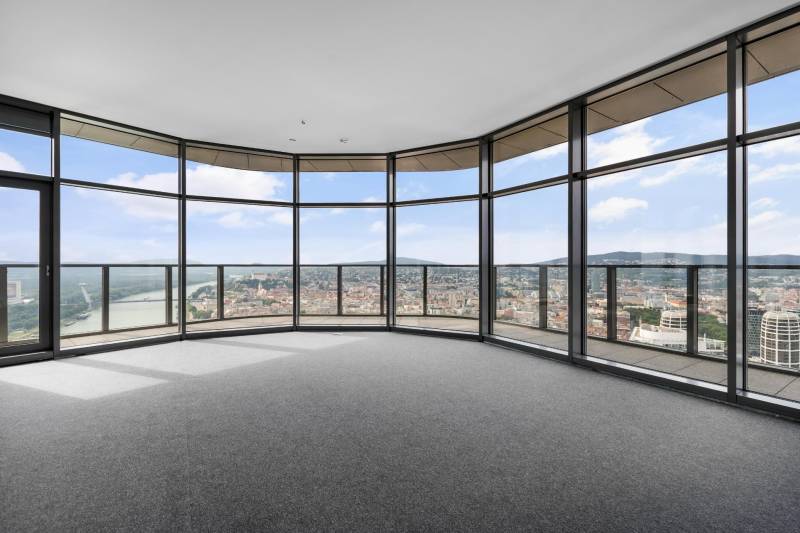 View from a spacious 4-room apartment with panoramic windows.