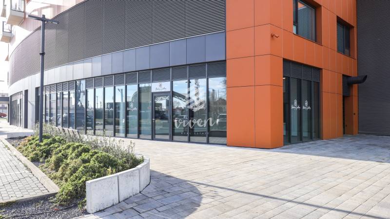 Exterior of commercial premises on Súkennícka Street in Bratislava - Ružinov with large windows.