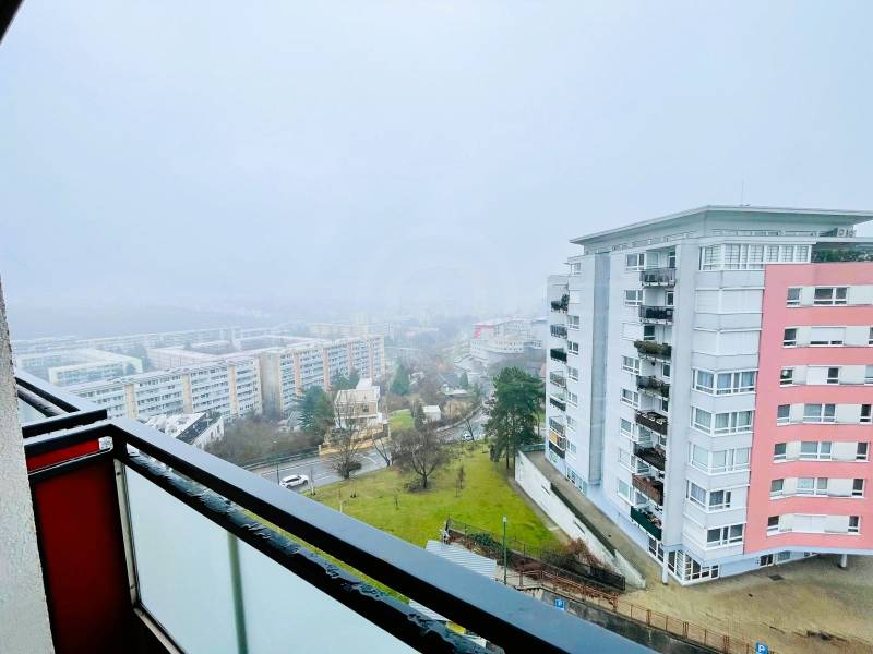 View from a 3-room apartment in Bratislava - Karlova Ves to panel and residential buildings.