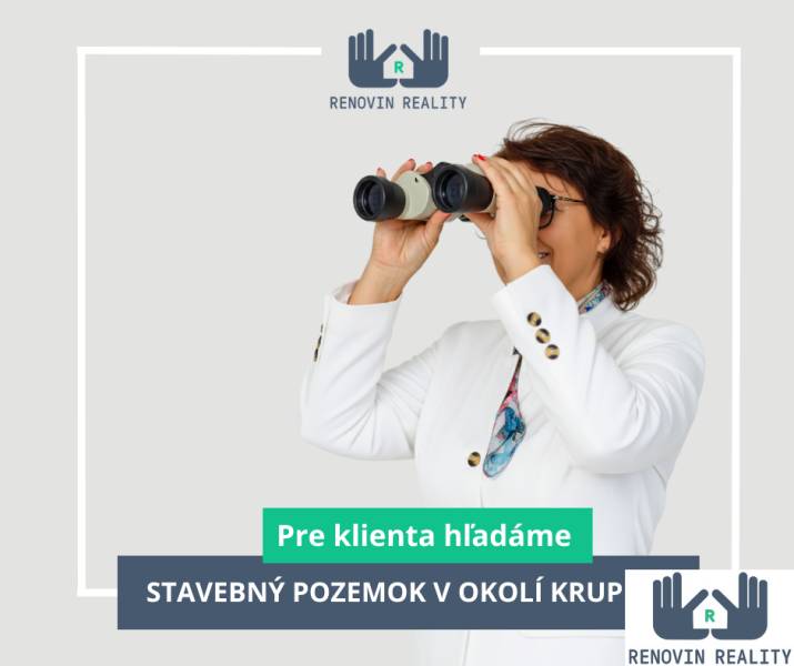 A woman in a white shirt looks through binoculars. Real estate agency Renovin Reality.