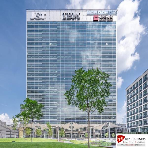 Glass office complex on Pribinova Street in Bratislava - Old Town.