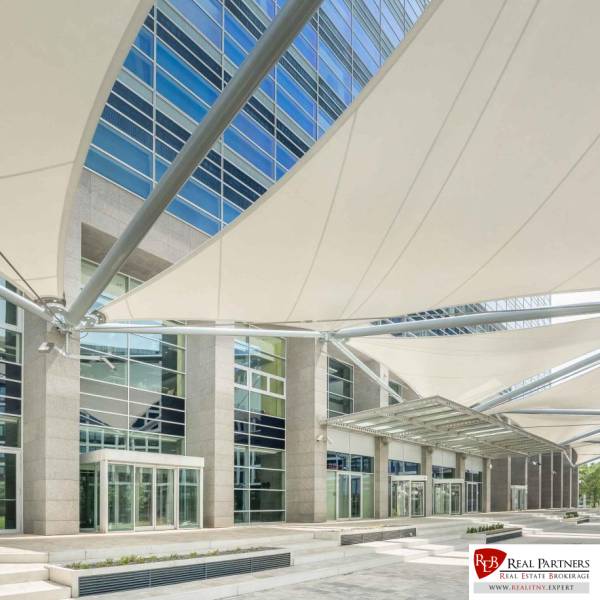 Offices on Pribinova in Bratislava - Old Town with glass and marble facades.