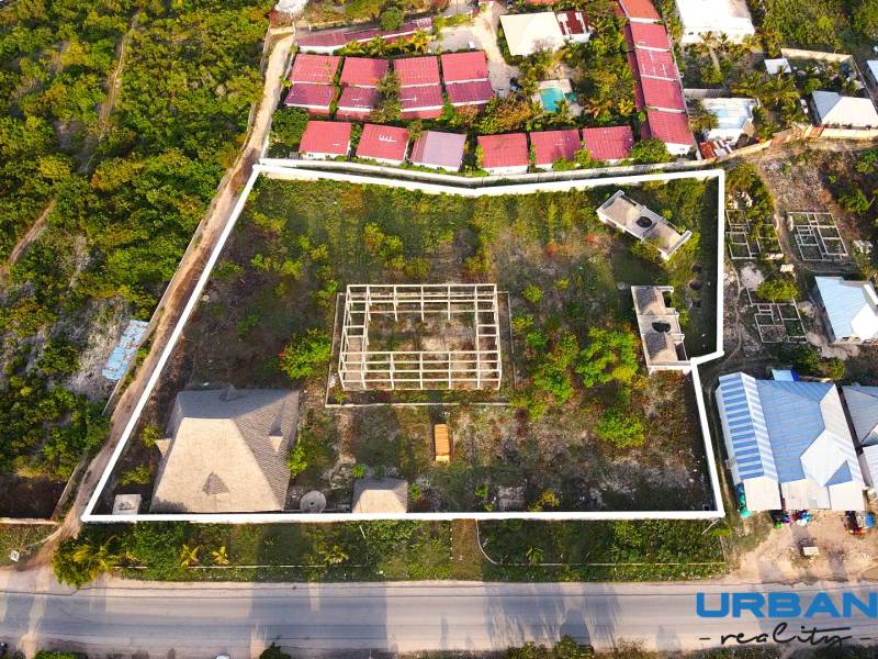 Aerial view of under-construction plots - commercial in Jambiani, Unguja South East, with houses.