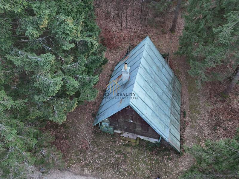 A cabin in the forest at Krpáčovo surrounded by dense trees on Krpáčovo street.
