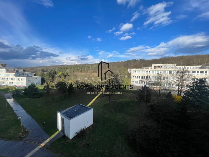 View of buildings and greenery in Košice on Fábryho, Dargovských hrdinov from a 3-room apartment.