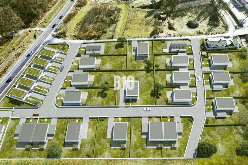 Aerial view of the planned construction for residential plots in Trenčianske Teplice.